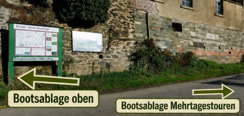 Runkel – Bootsablage oben und gesonderte Ablage für Mehrtagestouren